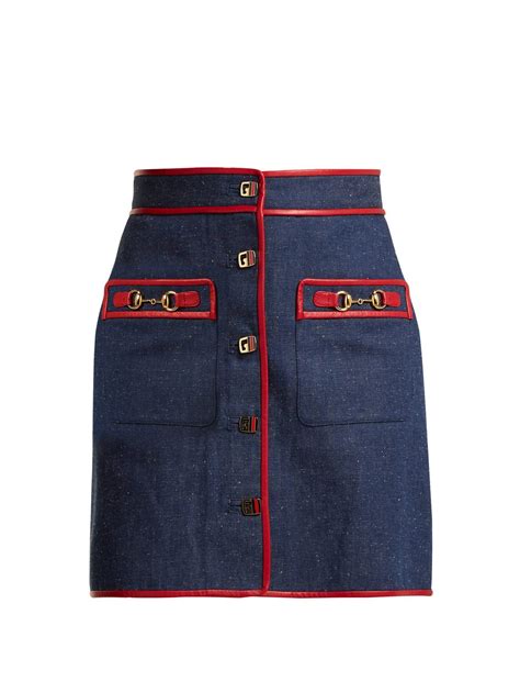 gucci 2014 leather trim skirt|Gucci skirt denim.